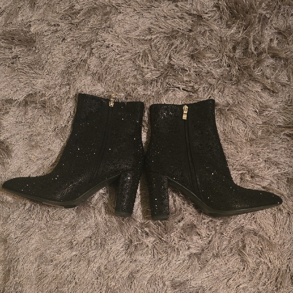 Windsor Black Sparkle Heeled Boots